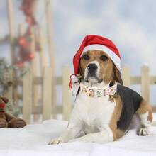 Elegancka, świąteczna obroża dla psa z małym ogonkiem, różowa piernikowa obroża dla psa, regulowana obroża dla psa dla dziewczynki lub chłopca