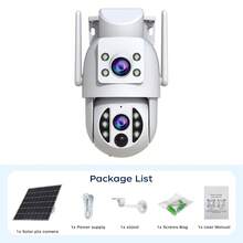 5X Zoom 3MP Solar Security Dual Lens Camera, 2.4GHz WiFi, Outdoor Waterproof Security Camera, Body Detection, Motion Spotlight Colour Night Vision, 2-Way Talking, With Solar Panel, Low Power Consumption, 355° Pan And 90° Tilt, AI Detection, Pan/Tilt/Zoom,(64G Memory Card Is A Single Memory Card Without Solar Camera)