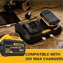 4pcs 9.0Ah DCB609 20V/60V Max Replacement Battery For  60V Battery DCB606 DCB612 Compatible With  20V/60V MAX Cordless Power Tools Lithium-Ion Battery Fit With  20V 60V Cordless Power Tools - 黃色 - 查看 2