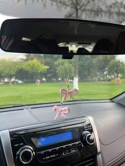 Cute Bow Car Pendant, Decorative Rearview Mirror Hanging Ornament, Bow Car Accessory