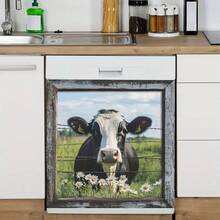 1pc Farm Cow Pastoral Window Scenery Wall Sticker, Countryside Style Animal Daisy Flower Farmhouse Kitchen Decor, Self-Adhesive Removable PVC Decal, Suitable For Living Room, Dining Room, Study, Bathroom, Bedroom Decoration Wallpaper Wall Paper Wall Stickers Wall Decor Wallpaper Stickers Wall Home Decor