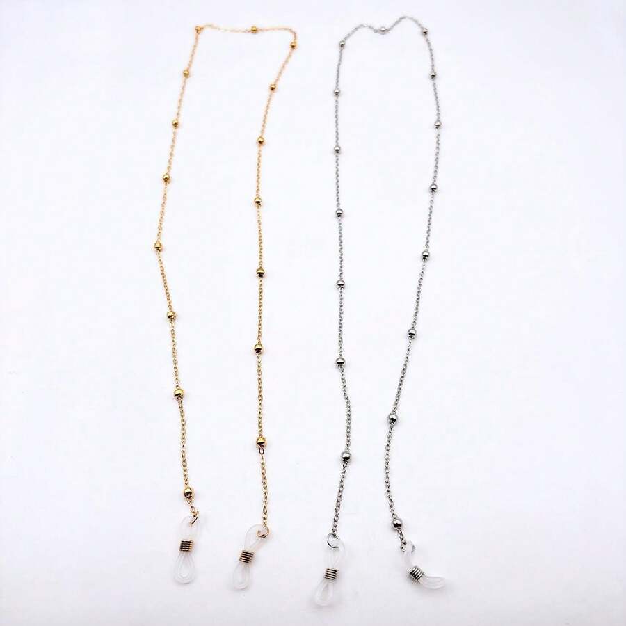 Delicate Colorful Eyeglass Cord Safety Chain Fashion/New - Dourado +Prata - 查看 1
