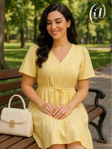 Women's Short Ruffle Dress Casual Duna Short Sleeve Midi Party Evangelical Fashion Elastic Waist. - 薄荷綠 - 查看 5