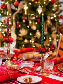 Christmas 10 Inch Spiral Taper Candle Set, Unscented Twist Candle Holders, Drip-Free Thin Tapered Candles For Holiday Party Decorations,Christmas Gifts,Christmas Candles,Christmas Fragrance,Fall Decor,Wedding,Christmas Decoration,Gifts For Women, Christmas Decorations