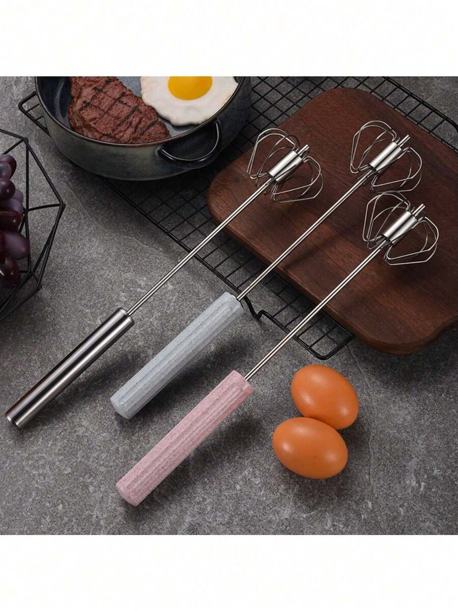 1 قطعة خلاط متعدد الوظائف 4 سرعات يدوي - بدون بطارية مطلوبة، للتشغيل باليد للخبز والطهي، خفاقة بيض نصف آلية منزلية، فرامة حليب من الفولاذ المقاوم للصدأ، خفاقة بيض