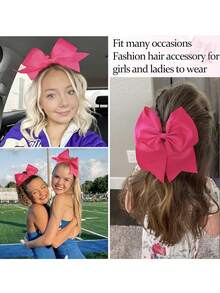 6pcs/20pcs Large Cheer Bow Scrunchies, Grosgrain Ribbon Cheer Bows Elastic Hair Ties Suitable For Students, College Students, Teenagers, Advanced Cheerleaders - Multicolor - View 8