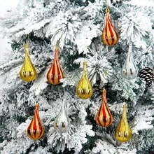 4 buc. Ornamente de Crăciun în formă de glob cu picătură de apă placate cu roșu/auriu/argintiu, decorațiuni suspendate pentru bradul de Crăciun