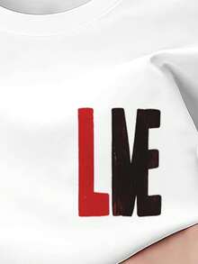 Live Graphic Casual Tee Fashion Print T-Shirt , Men's 220g New Summer Sports Fashion Printed Pure Cotton Short-Sleeved T-Shirt(1 PC) - White - View 3