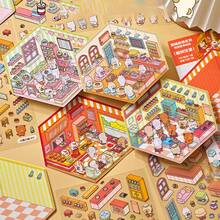 3D Miniature Scenic Stickers - Delicious Street Corner Dollhouse DIY Micro Landscape Decorative Materials