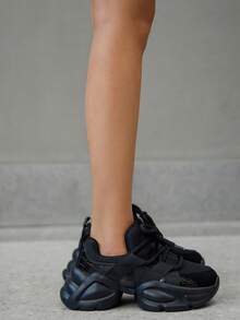 DareSee Women's Fashion Sneakers, Non-Slip, Breathable Mesh Fabric, Thick Sole, Pink, White, Silver, Black Color Options, Stylish Platform Casual Shoes, Plus Size Winter Gifts