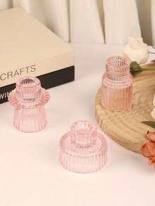 3pcs Clear Glass Candle Holder, Universal Candle Holder For All Seasons, Two Ways To Use, Suitable For All Kinds Of Candles, Table Decoration, Office Table Decoration, Scented Candle Cups, Candlelight Dinner, Room Atmosphere, Patio Decoration, Valentine's Day Party Decoration, Room Decoration, Gift Decoration, Dining Table Centerpiece,