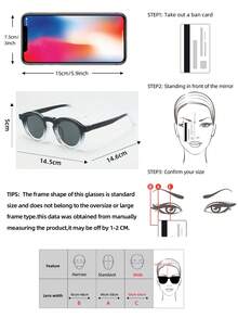1pc Unisex Retro Round Frame Minimalist Fashionable Fashion Glasses (Suitable For Driving, Travel, Vacation, Casual, Outdoor Activities, Daily Use) For Summer Beach Vacation,Outdoor,Travel - Black Gradient Frame Gray Film - View 2