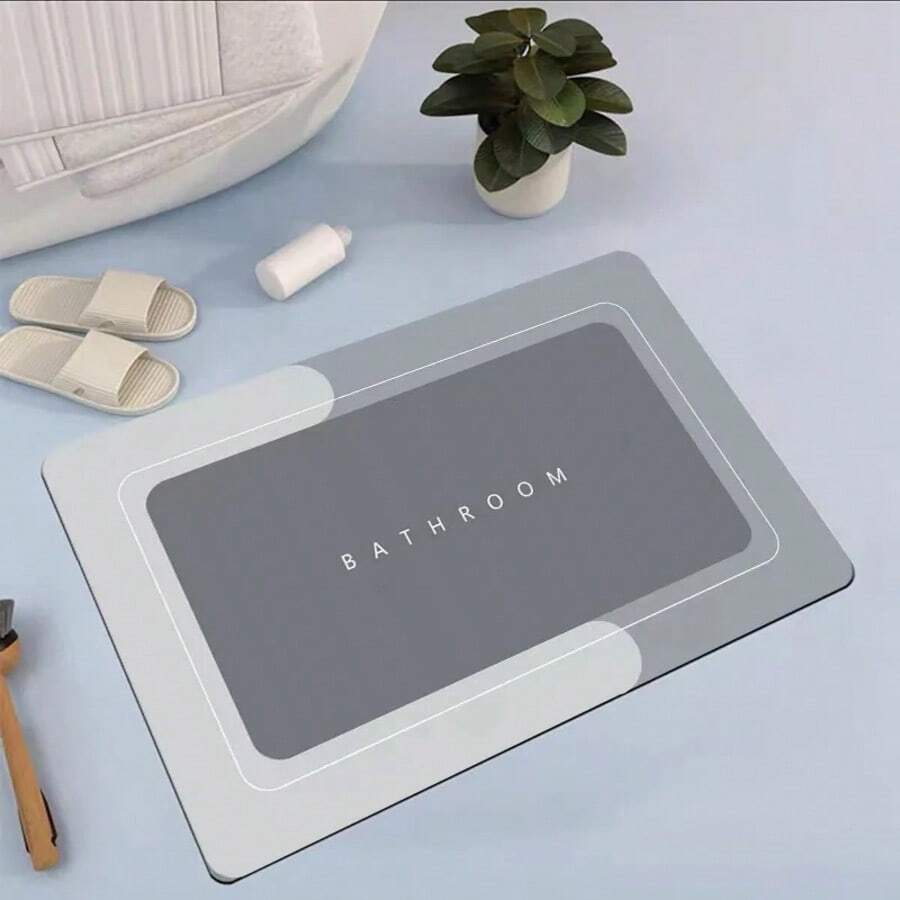 Multifunctional Rectangular Bathroom Mat Quick Absorption Non-Slip - Gri - Görünüm 1