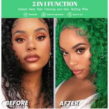 Temporary Hair Color Wax Hair Coloring Styling Wax Colored 4.23.Oz LongLasting Definition Hairstyle Cream Cosplay Party Green