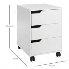 THE 3 Drawer Mobile File Cabinet, Vertical Filing Cabinet With Wheels Home Office, White - White - View 4