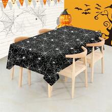 1pc (53.94*107.87 Inch) Halloween Tablecloth With Spider Web, Halloween Themed Party Decoration Tablecloth - Perfect Gift
