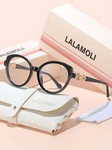 LALAMOLI LALAMOLI ovale Vollrahmen-Klarglas-Brille mit Ausschnitt-Dekor Design, geeignet für den täglichen Gebrauch und als Geschenk