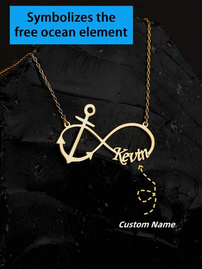 1 st personligt ankarhalsband, rostfritt stål, anpassningsbar namngravyr, premium nautiska smycken, elegant och enkel damdesign, halloweenpresent till henne, fritidskläder, personligt halsband, personliga smycken, nautiskt tema, lyxig finish