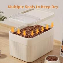Airtight Pet Food Storage Container - Large Dog & Cat Food Dispenser With See-Through Window, Leakproof Dry Kibble Bin For Home/Travel | Modern White Kitchen Organizer With Secure Lock Lid