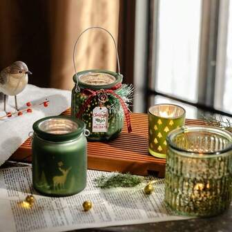 Christmas Lantern & Candle Holder - Desktop Decor For Holiday, Party, Romantic Ambiance, INS Style Home Decoration