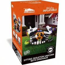 6 Ft Long Halloween Inflatables Outdoor Decorations, Blow Ups Yard Decorations, Sitting Inflatable Skeleton And Dinosaur Hold Pumpkin Outside Halloween Decor