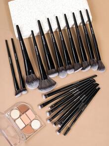MAANGE 7/15/20/21pcs Soft Multifunctional Makeup Brush Set, Includes Face Brush, Powder Brush, Blush Brush, Concealer Brush, Contour Brush, Nose Brush, Eyeshadow Brush, Detail Brush, Foundation Brush, Highlighter Brush. High-Quality Synthetic Bristles, Durable, Suitable For Daily Facial Makeup, Can Be Used For Liquid, Cream And Powder Products. Can Be Used For Stippling, Blending And Facial Cleansing. Beauty Accessories, Great Gift For Women And Girls. - Black - View 8