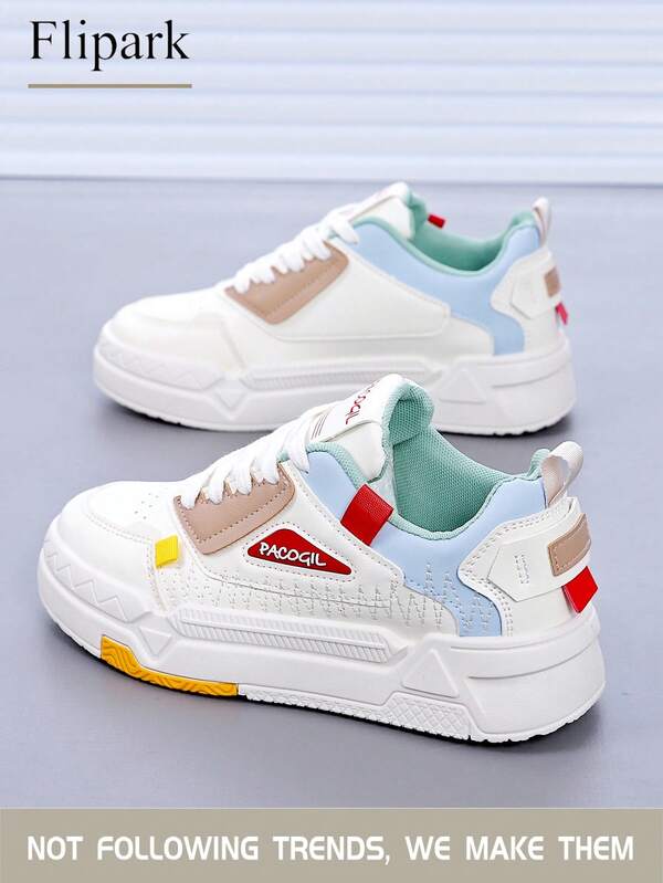 Flipark Zapatillas deportivas de plataforma blancas casuales para mujer, zapatillas deportivas transpirables para primavera y otoño 2024