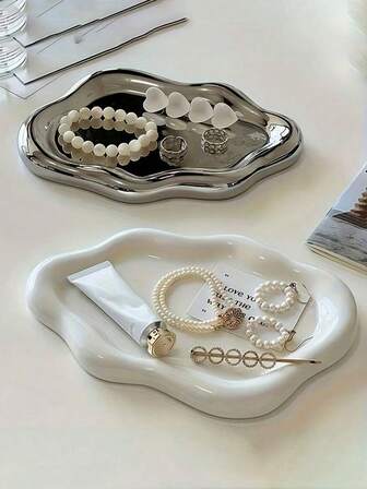 1 قطعة صينية مجوهرات على شكل سحابة مصنوعة من ABS، منظم تخزين للمجوهرات والاكسسوارات، صينية عرض للمكياج والعطور