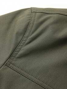 1pc Autumn/Winter Thermal Lined Warm Fur Collar Jacket, New Men's Jacket Outerwear Lapel Casual Versatile Multi-Pocket Jacket, Khaki Jacket Retro Jacket - Army Green - View 4