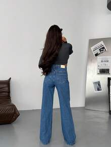 SQUALO Women's Blue Washed, Ripped, And Distressed Effect Jeans Street Style - Blue - View 8