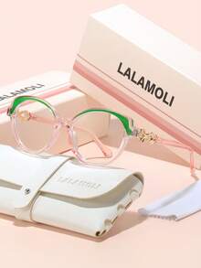 LALAMOLI LALAMOLI ovale Vollrahmen-Klarglas-Brille mit Ausschnitt-Dekor Design, geeignet für den täglichen Gebrauch und als Geschenk