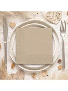 20/60/120片秋色棕色鸡尾酒餐巾秋季主题甜点餐巾裸棕色乳白色一次性饮料餐巾适用于秋季感恩节派对婚礼婴儿洗礼用品