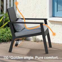 3-Piece Wicker Small Outdoor Patio Furniture Set With Glass Table For Balcony, Porch, And Garden (Gray) - 灰色 - 查看 3