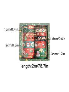 12 Rolls/Box, Christmas Theme Washi Tape, Creative Christmas Multi-Element Pattern Design, Suitable For Diary, Scrapbook And Crafts Decoration DIY Material Tape, Gift Wrapping, Holiday Party Decoration Must-Have - View 2