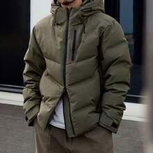 Adidas Light Sport Warm Windproof Hooded Goose Down Jacket Unisex Olive Green