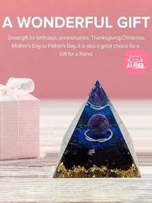 Energy Pyramid Orgonite Reiki Natural Amethyst Ball Healing Crystals Chakra Tool Ornaments Resin Stones Craft Kids Pyramid Home Decoration Gifts,Creative Crystal Resin Desktop Ornament, Suitable For Christmas, Halloween, Father's Day