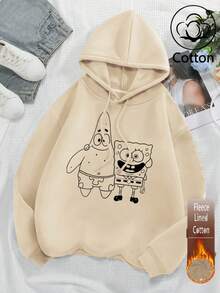 SpongeBob SquarePants Men's Women's Casual Kids Cute Animated Grey Long Sleeve Pullover Literary. Has a drawstring hood with ribbed cuffs and hem for a comfortable and layered fit. The pattern is the classic image of Patrick and Sponge from Spongefriants fors from Spirline part sblendline parts, from Spongefried for sblout party parts partsf part Foutline's . it shows off your youthful vigour. - 杏色 - 查看 1