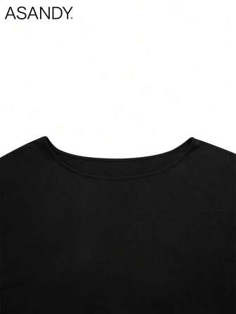 2 יחידות חולצות טי לנשים עם כתף פתוחה, חולצות קז'ואל רפויות, סט לבוש יומיומי ולבית, סתיו/חורף