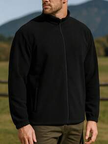 Outdoor Sports Jacket, Casual Thermal Lined Zipper Jacket, Solid Color Long Sleeve Fitness Outerwear, Jogging Running Versatile Stylish Warm Streetwear