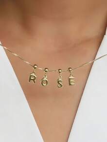 1pc Customized Bubble Letter Necklace, New Design, Personalized Gift For Friends, Couples And Family - Gold - View 10