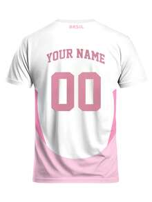 Custom Brazil Special Edition Men's Soccer Jersey, Personalized With Name & Number, Comfortable Crew Neck Sports Sweatshirt, Suitable For Soccer Training, Casual Wear, And Gift,Stylish,Fashion,Hipster,Casual,Minimal Chic,Personalized,Customized,Custom,Unique,Guy Costumes,Capsule Wardrobe,Men Basic/Street Style,Ideal Gifts For Him,Boyfriend,Family,Friends,For Birthdays,For Vacation/Holiday,For School/Competition,For Sports/Climbing,Men Sports & Entertainment Wear Pink Summer ,Travel Organizer - Pink - View 5
