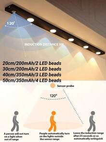 1 Stück LED Bewegungssensor Unterschrankleuchte, Körpersensorlicht, LED Bewegungssensorlicht, Dekorationsleuchte, LED Schranklicht, ultradünne Smart-Küchenarbeitsplatte Lampe, drei Farbtemperaturen, selbstklebend, für Beleuchtung in Küche, Schlafzimmer, Schrank, Kleiderschrank, Treppe, Flur, Muss-haben Heimzubehör für Küche, Schlafzimmer und Kleiderschrank, 200mAh, 350mAh