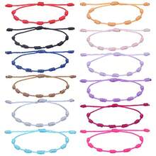 24pcs/15pcs Adjustable Red Rope Bracelet Set, Handmade 7-Knot Bracelets, Classic Stackable Bracelets, Fashion Bracelet Accessories, Suitable For Couples And Friends, Friendship Bracelets, Couples Bracelets, Red Rope Lucky Bracelet Set, Card Packaging, Suitable For Gifts Or Daily Wear - Bracelet Set - View 2