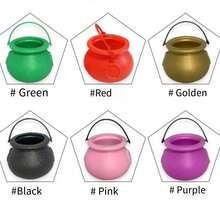 女巫桶、万圣节南瓜桶、黑色火焰桶、南瓜罐、女巫罐、带柄火焰糖果桶、水桶 - 彩色 - 查看 8