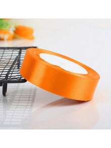 1 Roll Satin Ribbon, Suitable For Handmade Bows, Crafts, Weddings, Christmas Decorations, DIY Cards, Gift Wrapping - Orange - View 4