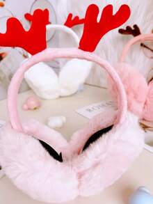 1 pièce Protège-oreilles de Noël en forme de bois de cerf pour femmes - Élégante casquette pliable rouge, fabriquée en tissu mélangé de haute qualité, assurant la chaleur et le confort. Un accessoire anti-froid pour l'hiver qui ne nécessite pas d'alimentation électrique, conçu spécialement pour les saisons froides et convenant à diverses activités extérieures.