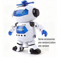 1pc Kids Dancing Robot Toy, Intelligent Rotating Space Boy Toy With 360° Rotation, Lights, Birthday Gift For Children - Blue - View 11