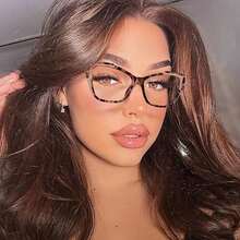 Un par de gafas sin receta con montura de color block y forma de ojo de gato para mujer - caparazón de tortuga azul - Ver 5