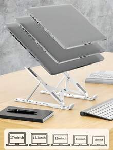 1pc Foldable & Adjustable Laptop Stand, Cooling Pad Desk Mount Holder For Notebook, Tablet, Compatible With All Laptop Models, Plastic Material, 10-Level Angle Adjustment
