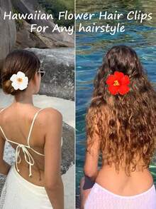 15 chiếc kẹp tóc hoa Hawaii màu ngẫu nhiên, kẹp tóc hoa nhân tạo, kẹp tóc hoa dâm bụt, thích hợp cho các bữa tiệc bãi biển, phụ kiện tóc hoa nhiệt đới mùa hè, tiệc cưới, quà tặng cho bé gái, Ngày của Mẹ, kẹp tóc dạng càng cua. - Nhiều màu - Xem 6